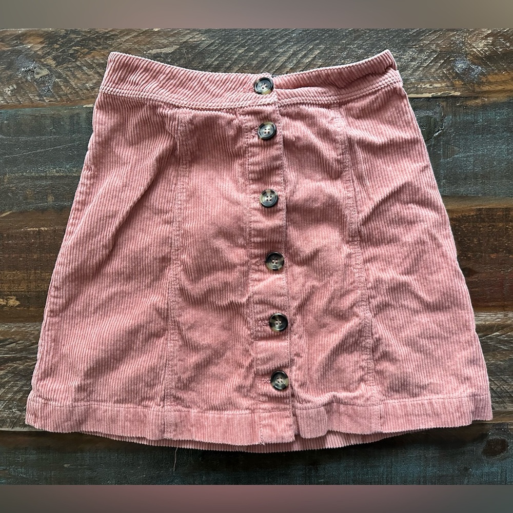 H&M Divided Women’s 0 Pink Button Front Corduroy Mini Skirt | SKU 0069